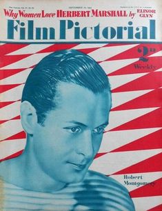 an old magazine cover with a man's face in blue and red stripes on it