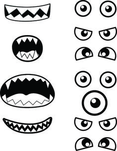 an assortment of cartoon eyes with different shapes and sizes, including one eye that looks like a monster