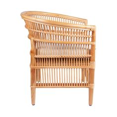 a chair made out of wood and wicker