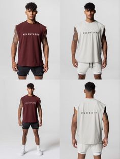 Tank Top Gym Outfits Men, Gym Clothes Design Ideas, Men Sport Outfit Gym, Gym Look Men, Gym Wear Mens Workout Outfits, Sports Outfit Men, Gym Oversize Outfit, Asrv Mens, Gym Outfit For Men