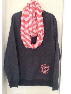 I love this monogram placement! Especially cute with the infinity scarf!  https://www.etsy.com/listing/177403534/hot-pink-chevron-infinity-scarf-jersey? Monogram Shirt Ideas Vinyl, Monogram Shirt Ideas, Shirt Ideas Vinyl, Monogram Shirt, Monogram Ideas, Monogram Gifts