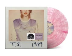 a pink colored record with an image of a woman