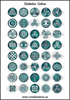 the symbols and designs used in celtic art are shown here, as well as on this page