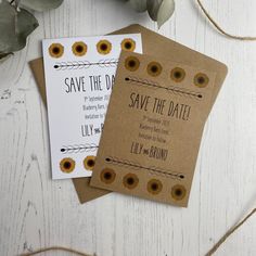 save the date cards with sunflowers on them