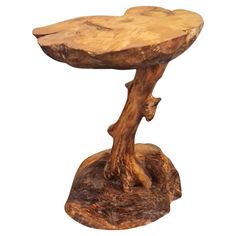 a piece of wood that is sitting on top of a table with a tree trunk