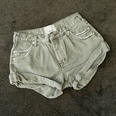 Nwot, Never Worn. The Perfect Shade Of Dusky, Sage Green Denim Shorts, Tastefully Faded And Worn-In For The Most Comfortable Fit Possible. Purchased From Free People A Couple Years Ago. Size 24, Fits Oversized In My Opinion. Waist: 13in Rise: 10 Hips: 18.5in Length: 9.5in Front, 11in Back Tags: Retro Vintage Style Faded Distressed Minimalist Boho Desert Wanderer Rustic Sage Pastel Light Olive Green Denim One Teaspoon Oversized Loose High Rise High Waist Mom Jeans Green Denim Shorts, Desert Wanderer, Teaspoon Shorts, One Teaspoon Shorts, High Waist Mom Jeans, Boho Desert, Light Olive Green, Free People Shorts, Retro Vintage Style