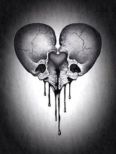 Skull Heart Tattoo, Geniale Tattoos, Heart Tattoo Designs, Skull Artwork, Skull Drawing, Skull Tattoos, Skull And Bones, Gothic Art, Heart Tattoo