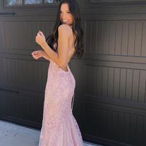 SheRose on Storenvy Light Pink Dress Formal, Ball Dresses 2023, Pastel Pink Prom Dress, Hannah Meloche, Pretty Lace Dresses, Hoco Ideas, Prom Pics, Prom 2022, Mermaid Prom Dresses Lace