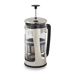 a french press coffee maker on a white background