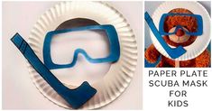 paper plate scuba mask for kids with teddy bear wearing goggles and snorkels