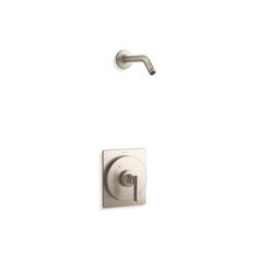 the shower faucet is shown in stainless steel