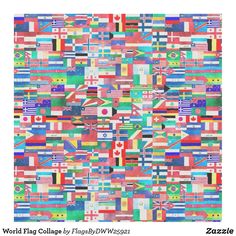 the world flag collage is shown in this colorful quilting pattern with many different flags