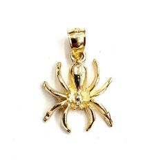 "(100% AUTHENTIC) 14k yellow gold Solid Spider pendant charm. \"Comes with a gift box\" 14K yellow Gold pendant charm. Solid 14K gold, not plated. Nicely polished and shiny. Stamped 14K for Authenticity. ADDITIONAL INFO: REAL 14K Yellow Gold. Polished, Shiny 2.1 grams. 0.68 inches top to bottom without bail. 0.57 inch left to right.Please refer to the photo of the item next to a quarter for comparison purposes.Ask me any questions you may have before make a purchase. Shipping: Your order will be 14k Gold Charms Fine Jewelry, 14k Gold Charms In Fine Jewelry Style, Gold Pendant Charms For Gifts, Gold Pendant Charms As Gift, Hypoallergenic Gold Charms For Gifts, Tarnish Resistant 14k Yellow Gold Charms, 14k Yellow Gold Tarnish Resistant Charms, 14k Yellow Gold Tarnish-resistant Charms, Hypoallergenic Yellow Gold Charms For Gifts