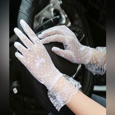 White Gloves New With Tags Full Finger Gloves 100% Polyesters Measurements In The Last Picture Pretty Gloves, Victorian Dress Gown, Blanche Dubois, White Lace Gloves, Fancy Gloves, Bride Gloves, Floral Gloves, Party Gloves, Printed Gloves