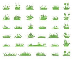 green grass silhouettes on white background royalty