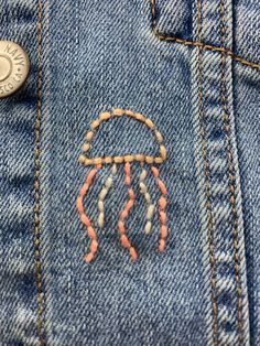 a button on the back of a pair of jeans