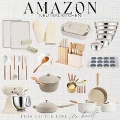 there are many items that can be found in the amazon kitchen set, including utensils and pans