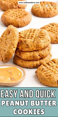 4-Ingredient Peanut Butter Cookies – Whip up these easy vegan and gluten-free peanut butter cookies in no time! With just four simple ingredients, they’re the perfect treat for satisfying your sweet tooth with minimal effort. Quick Peanut Butter Cookies, Raw Vegan Recipes Easy, Gluten Free Peanut Butter Cookies, Vegan Pantry, Easy Peanut Butter Cookies, Easy Oatmeal, Gluten Free Vegan Recipes, Healthy Peanut Butter, Sweet Cravings