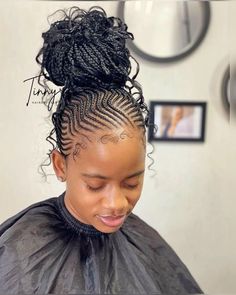 Fulani Updo Braids, 2025 Hairstyles, Corn Roll Hair Styles, December Hairstyles, Building Paintings, Hair Theory, Graduation Hairstyle, Hair Braid Designs