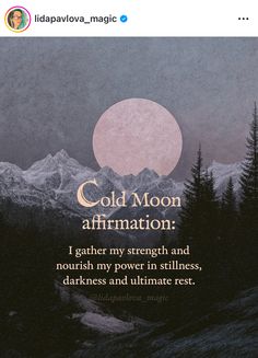 I love Lida Pavlova's work on instagram - highly recommend <3 Cold Moon, Pagan Witchcraft, Self Esteem Quotes, Moon Magic, Magic Spells, Winter Solstice, Coven, Yule, Choir