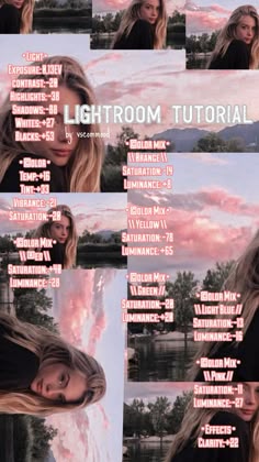 a collage of photos with the words lightroom tutorial written in different languages