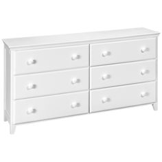 a white dresser with six drawers