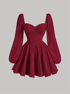 Cute Red Dresses Long Sleeve, Cute Date Dresses Red, Cheap Red Dresses For School, Short Red Corset Dresses, Red Dresses Aesthetic Short, Red Hoco Dress, Red Dress Casual, Quince Planning, Cute Red Dresses