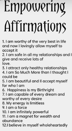 an affirmation poster with the words empoicing affirmations on it