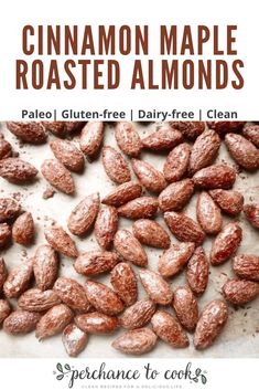 cinnamon maple roasted almonds with text overlay