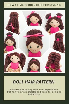 doll hair pattern for dolls with instructions to make them look like they have long hair