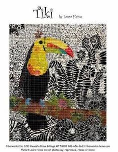 a cross stitch pattern with a toucan bird on it