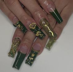 Punk Nails, Drip Nails, Acrylic Design, Goth Nails, Green Nail, Pretty Gel Nails, Soft Nails