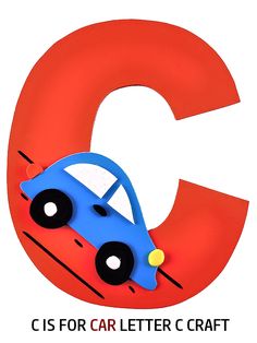 the letter c is for car letter craft with an image of a toy car on it