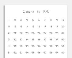 a printable calendar with the words count to 100 in black and white font on it