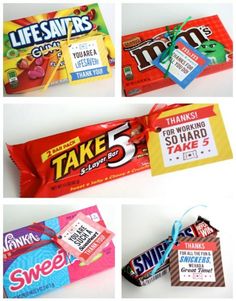 candy bar wrapper with the words thank you on it and pictures of different types of candy