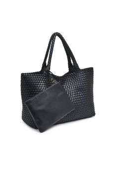 Introducing the Woven tote to carry all your necessities in style! This will be your new favorite bag that mixes fashion and practicality. The chic look will elevate any outfit in all seasons! Tote bag Material: Vegan Leather Size: 16” L x 6.25” W x 11.75” H