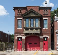 Photo - Fire Station in Camden, New Jersey- Fine Art Photo Reporduction Camden New Jersey, Archive Library, House Fire, Brick Building, Emergency Vehicles, Fire Station, Fine Art Photo