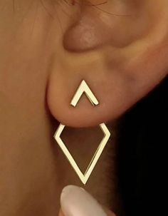 Triangle Earrings Stud, Minimalist Accessories, Triangle Studs, Geometric Studs, Golden Earrings, Square Earrings Studs, Hanging Earrings, Stud Earrings For Women, Design Geometric