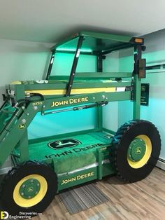 the john deere tractor is on display at the museum