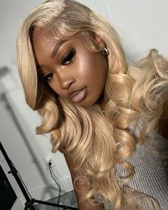 #wigs #hairstyles #explore Honey Blonde Prom Hair, Blonde Hair Color Ideas For Dark Skin, Dark Blonde Wig Black Women, Blonde Wigs On Dark Skin, Dark Blonde Hair Black Women, Wig Colors Black Women Dark Skin, Blonde Hair Black Women Dark Skin, Blonde Wig Dark Skin, Blonde Wig Black Women Dark Skin