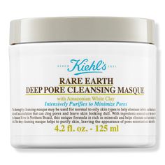 Rare Earth Deep Pore Cleansing Mask - RARE EARTH CLEANSING MASK 5.0OZBenefitsFormulated with Fairly Traded Amazonian White Clay, responsibly sourced by local communities near the mouth of the Amazon RiverHelps reduce excess oil and minimize the look of pores to leave skin visibly more refined and feeling smoothKey IngredientsFairly Traded Amazonian White Clay: known as "magic earth," it has been used for centuries by native Brazilians as a stress relieving, detoxifying therapy; rich in minerals Pore Cleansing Mask, Cleansing Mask, Clay Face Mask, Juice Beauty, Pore Cleansing, Minimize Pores, Clogged Pores, Clay Masks, Skin Care Treatments