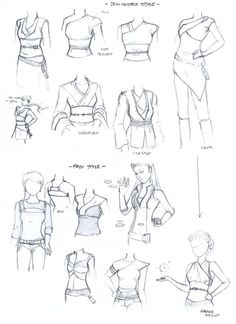 some sketches of different types of clothes