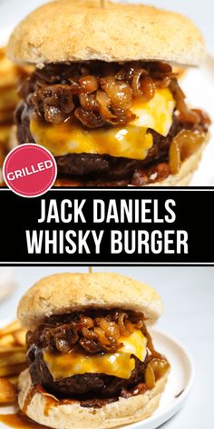 a grilled jack daniels whiskey burger on a plate