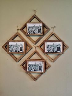 four wooden frames hanging on the wall