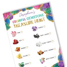 a colorful gemstone treasure hunt is shown