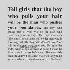 an advertisement with the words tell girls that the boy who pulls your hair will be the man