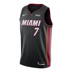 100% polyester Tailored fit Nike Dri-FIT technology Machine wash Heat-applied twill name and number Authentic logos and colors Imported | Goran Dragic Nike Miami HEAT Icon Black Swingman Jersey, Size: XL