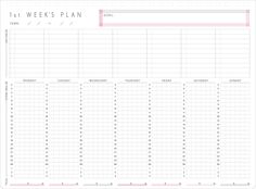 the printable weekly planner is shown in pink and white