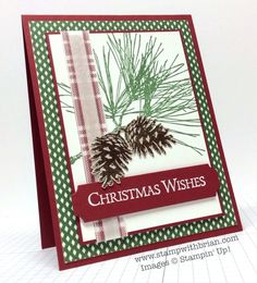 a christmas card with pine cones on it