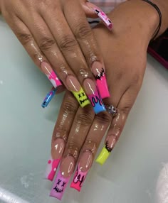 Baddie Self Care, Nails Long Square, Feather Nails, Acrylic Nail Set, Dope Nail Designs